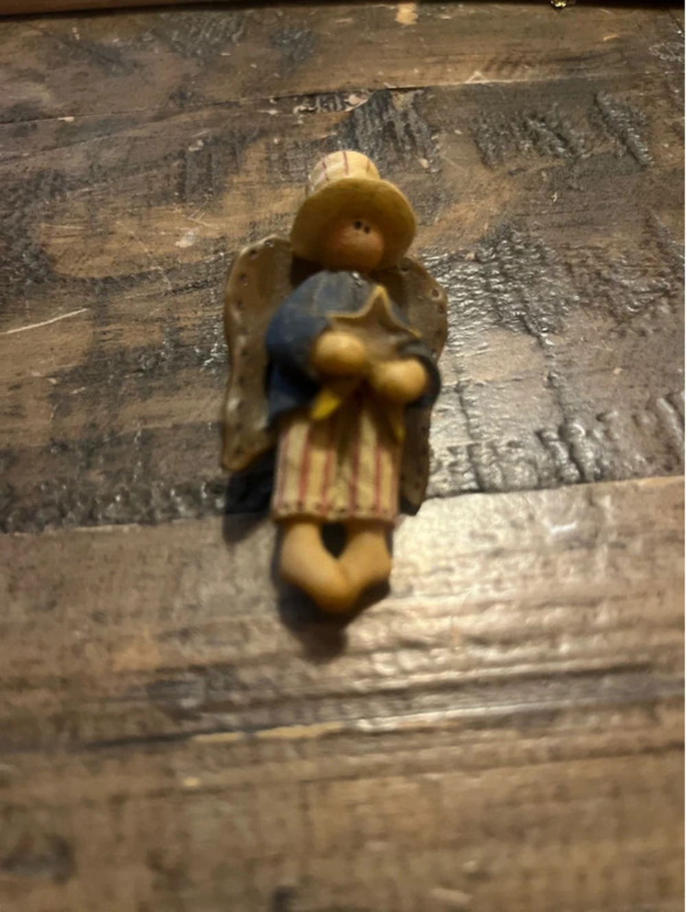 VTG Resin Angel Pin Folk Primitive Patriotic Uncle Sam Star